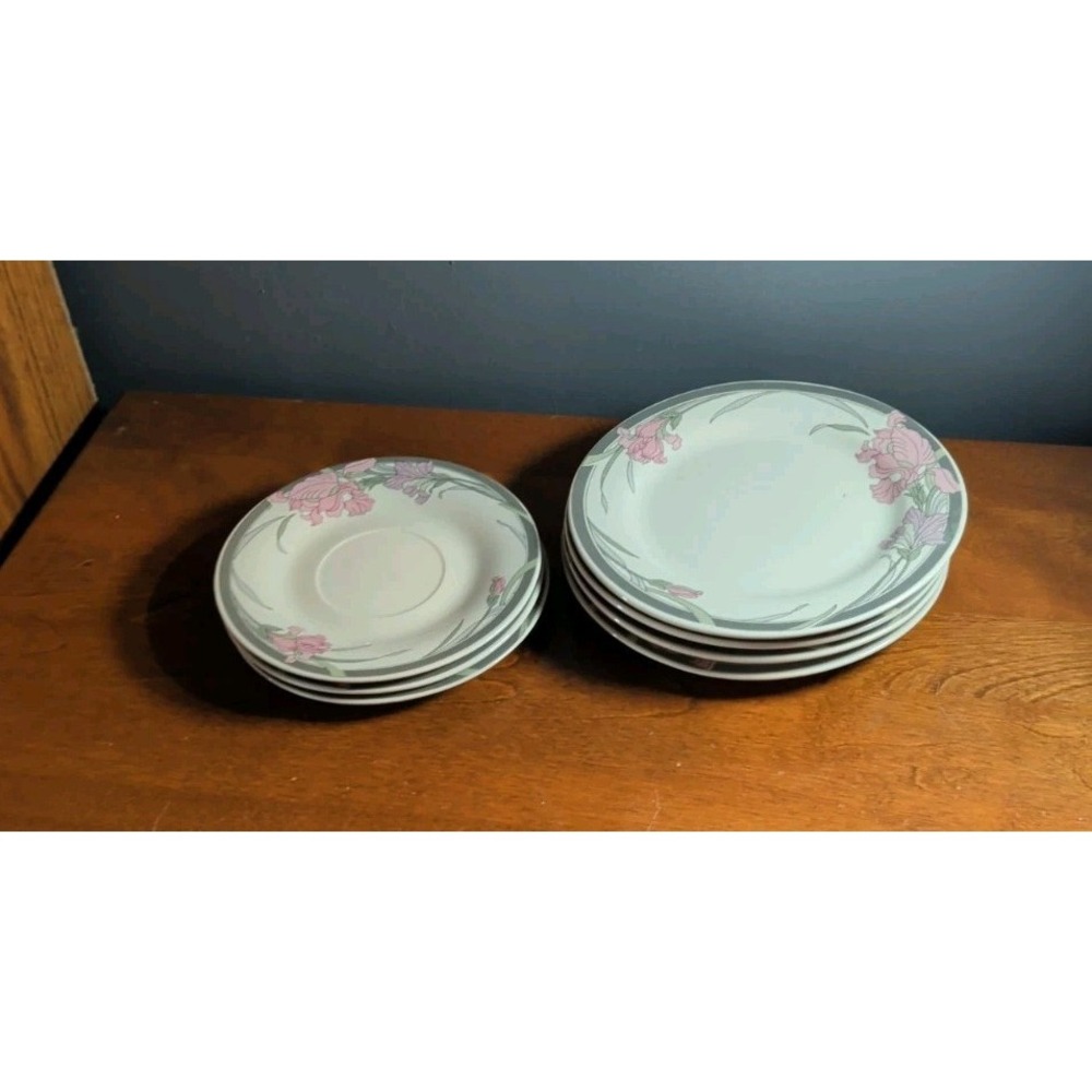 Vintage KUL 3 By KUN-LUN 7.5" Dinner Plates (Set of 4) & 3 6" Tea Cup Plates EUC
